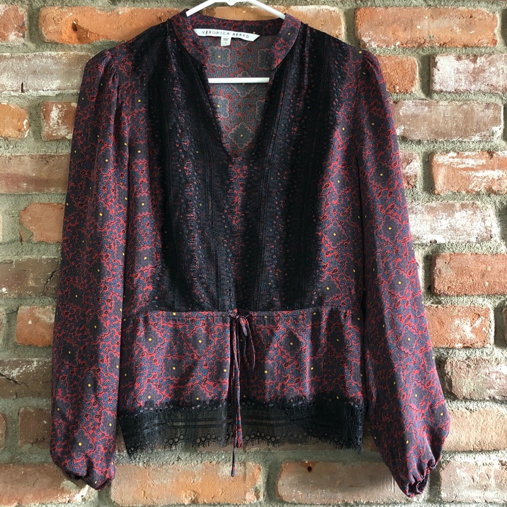 Veronica Beard Silk Printed Blouse Size 4